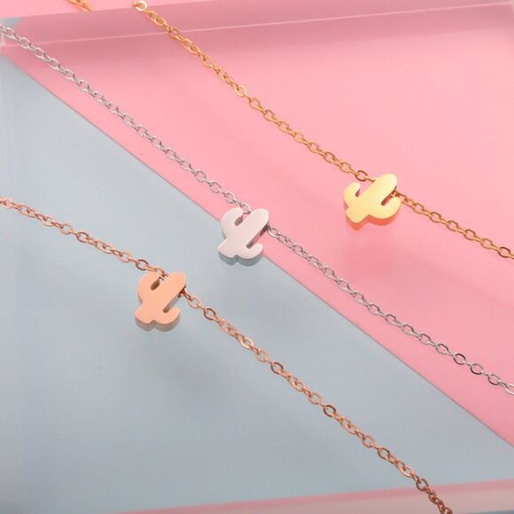 Cactus Necklace Silver Dainty Jewelry Tiny Cactus Necklace Best Friend Gift - Picture 3 of 6